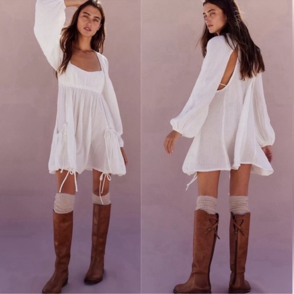 FREE PEOPLE Clea Gauze Cotton Mini Dress S